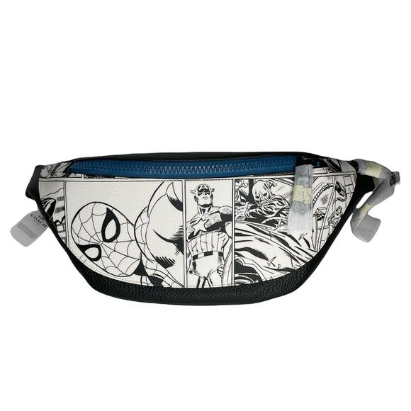 Coach Marvel Warren Belt Bag With Black and White Comic Book Print Fanny Pack